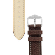 Hirsch BOSTON Buffalo Calfskin Leather Watch Strap in BROWN