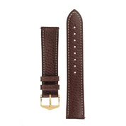 Hirsch BOSTON Buffalo Calfskin Leather Watch Strap in BROWN