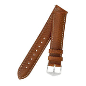 Hirsch BOSTON Buffalo Calfskin Leather Watch Strap in GOLD BROWN