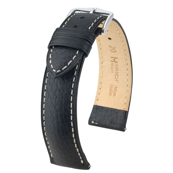 Hirsch BOSTON Calf Watch Strap in BLACK