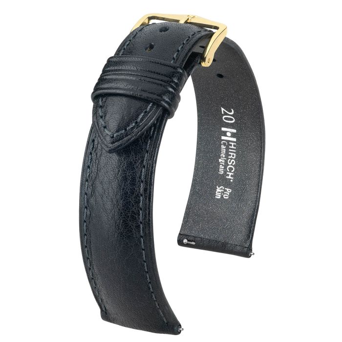 Hirsch CAMELGRAIN Calf Watch Strap in BLACK