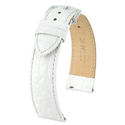 Hirsch CROCOGRAIN Bonded Leather Watch Strap in WHITE