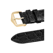 Hirsch CROCOGRAIN Crocodile Embossed Leather Watch Strap in BLACK