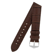 Hirsch DUKE Alligator Embossed Leather Watch Strap in BROWN