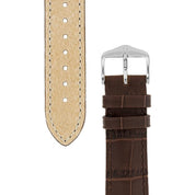 Hirsch DUKE Alligator Embossed Leather Watch Strap in BROWN