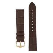 Hirsch DUKE Alligator Embossed Leather Watch Strap in BROWN