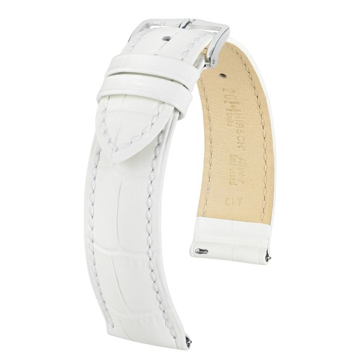 Hirsch DUKE Calf Watch Strap in WHITE