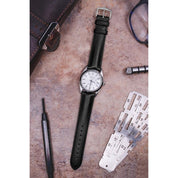 Hirsch KENT Textured Natural Leather Watch Strap in BLACK