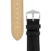 Hirsch KENT Textured Natural Leather Watch Strap in BLACK