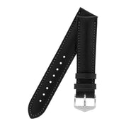 Hirsch KENT Textured Natural Leather Watch Strap in BLACK