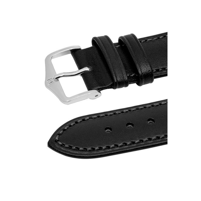 Hirsch KENT Textured Natural Leather Watch Strap in BLACK