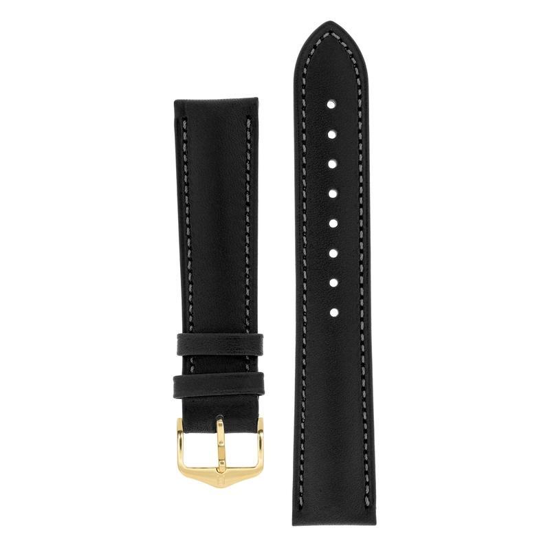 Hirsch KENT Textured Natural Leather Watch Strap in BLACK