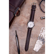 Hirsch KENT Textured Natural Leather Watch Strap in BROWN