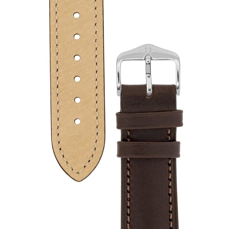 Hirsch KENT Textured Natural Leather Watch Strap in BROWN