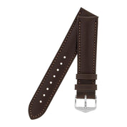 Hirsch KENT Textured Natural Leather Watch Strap in BROWN