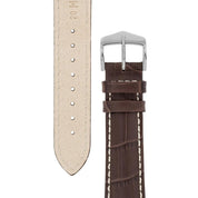 Hirsch MODENA Alligator Embossed Leather Watch Strap in BROWN