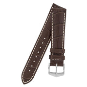 Hirsch MODENA Alligator Embossed Leather Watch Strap in BROWN