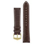 Hirsch MODENA Alligator Embossed Leather Watch Strap in BROWN