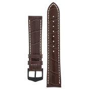 Hirsch MODENA Alligator Embossed Leather Watch Strap in BROWN