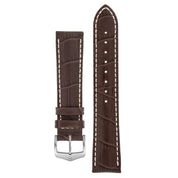 Hirsch MODENA Alligator Embossed Leather Watch Strap in BROWN