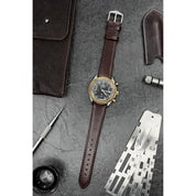 Hirsch OSIRIS Calf Leather Watch Strap in BROWN