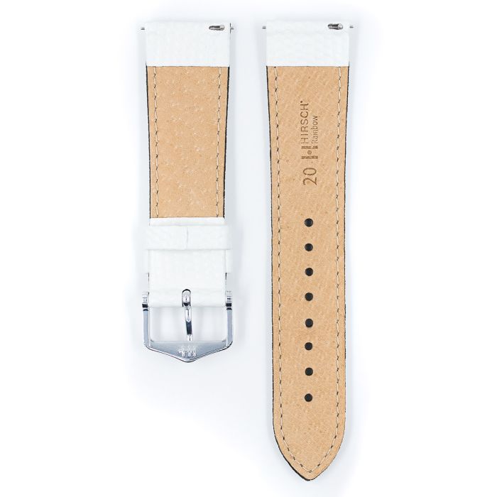 Hirsch RAINBOW Bonded Leather Watch Strap in WHITE