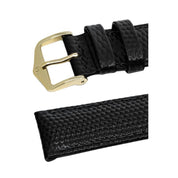 Hirsch RAINBOW Lizard Embossed Leather Watch Strap in BLACK