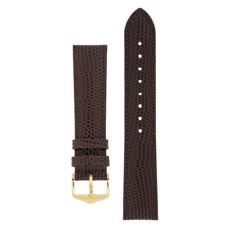 Hirsch RAINBOW Lizard Embossed Leather Watch Strap in BROWN