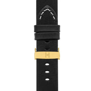 Hirsch RANGER Retro Leather Parallel Watch Strap in BLACK