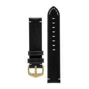 Hirsch RANGER Retro Leather Parallel Watch Strap in BLACK