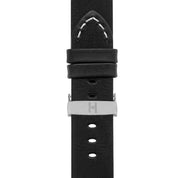 Hirsch RANGER Retro Leather Parallel Watch Strap in BLACK