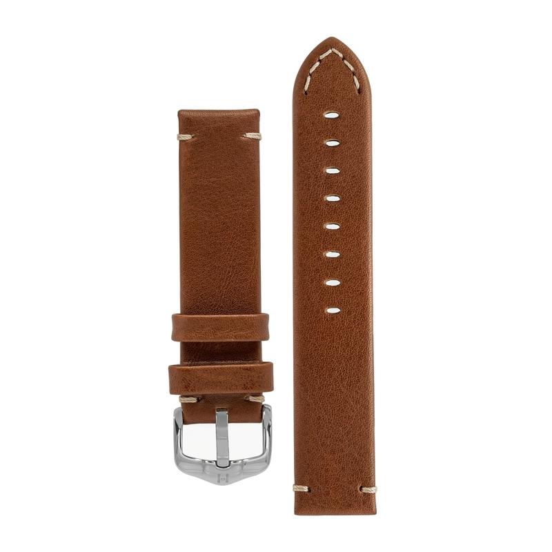 Hirsch RANGER Retro Leather Parallel Watch Strap in GOLD BROWN