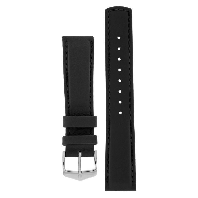 Hirsch RUNNER Water-Resistant Calf Leather Watch Strap in BLACK