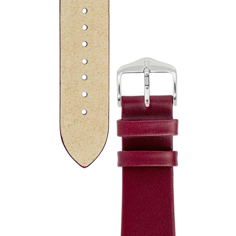 Hirsch TORONTO Fine-Grained Leather Watch Strap in BERRY