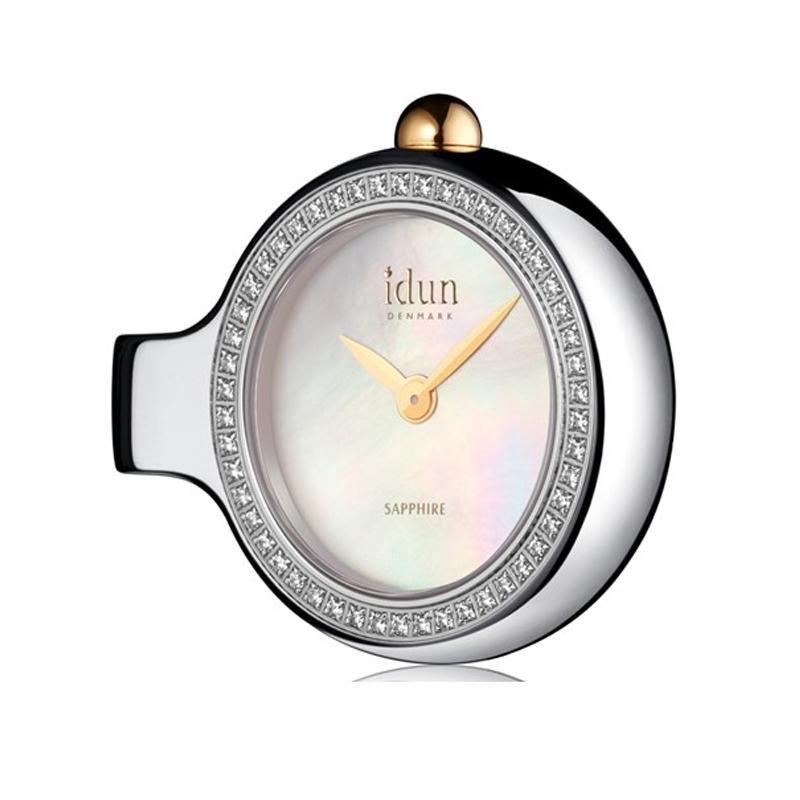 Idun MOP CZ Dial 2 Tone Pendant Charm Watch