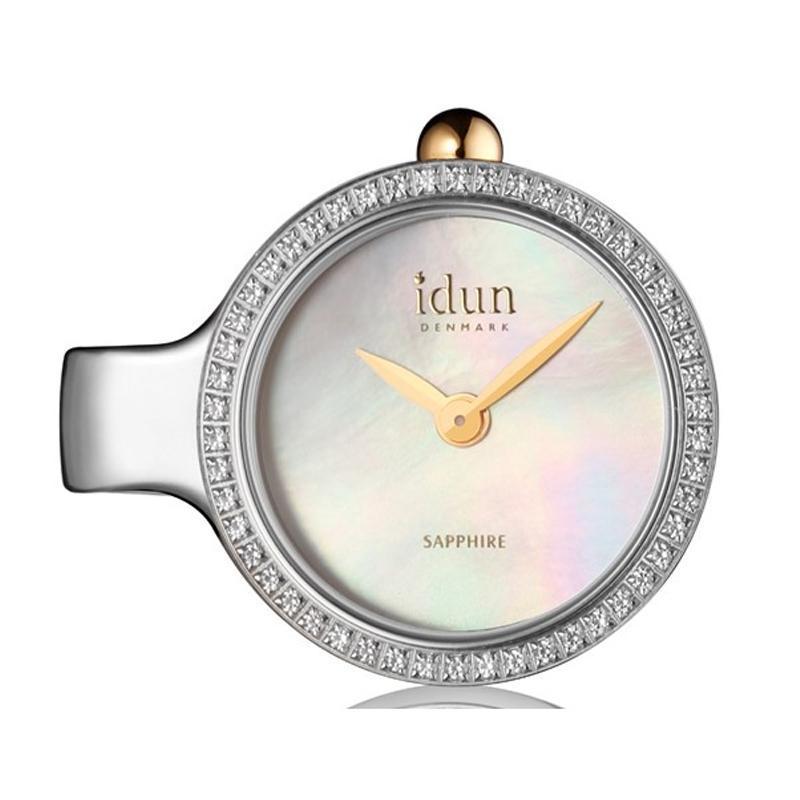 Idun MOP CZ Dial 2 Tone Pendant Charm Watch