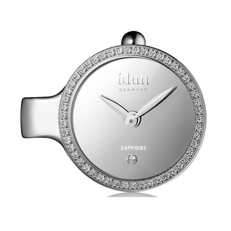 Idun Mirror Dial CZ Pendant Charm Watch