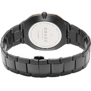 Obaku ILD Dark Black Rose Gold 42mm Watch - V275GMMBSB