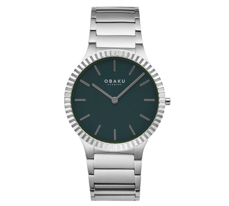 Obaku Linje Jude - Blue Dial Stainless Steel Gents Watch V292GXCESC