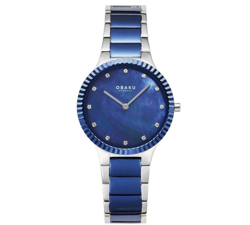 Obaku Linje Lille Powder - Blue MOP Dial Stainless Steel Ladies Watch V292LXHLSK