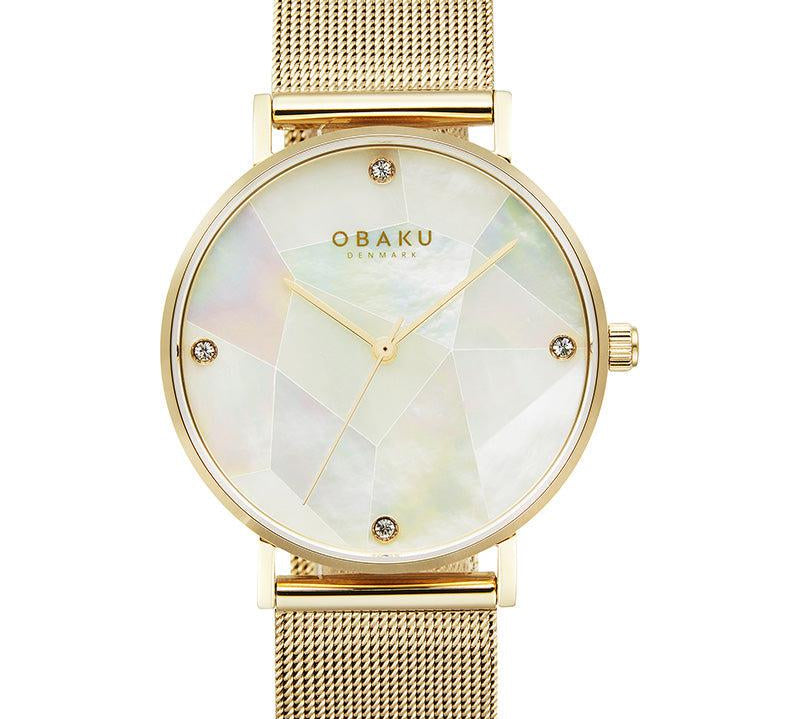 Obaku Mosaik Gold 37mm Watch - V268LXGWMG
