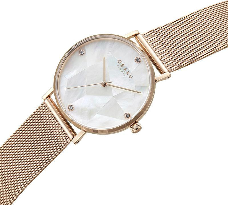 Obaku Mosaik Rose White 37mm Watch - V268LXVWMV