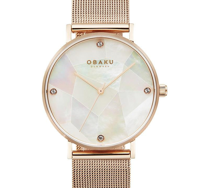 Obaku Mosaik Rose White 37mm Watch - V268LXVWMV