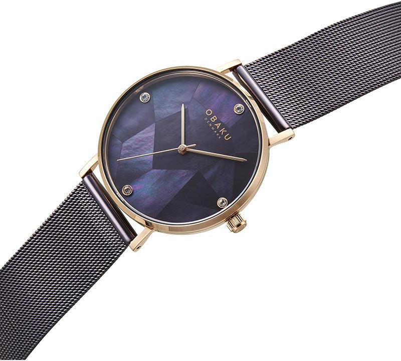 Obaku Mosaik - Walnut Brown Dial Brown Mesh Strap Lds V268LXVNMN