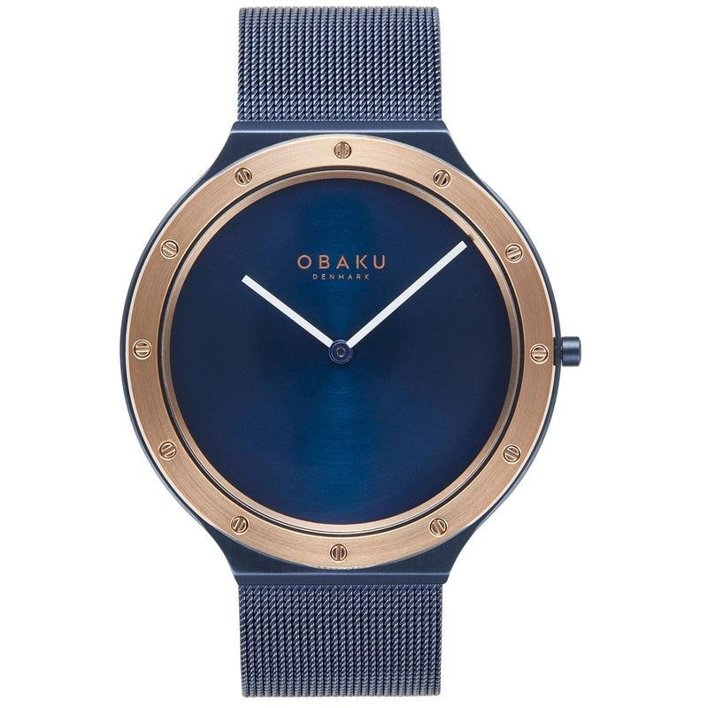 Obaku Note Ocean Blue Rose Gold 42mm Watch - V285GXSLML