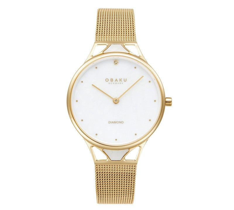 Obaku Pergament Gold - MOP Dial Stainless Steel Ladies Watch V302LXGWMG