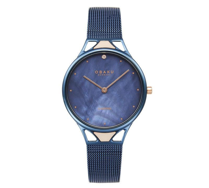 Obaku Pergament Marine - Blue MOP Dial Stainless Steel Ladies Watch V302LXLLML