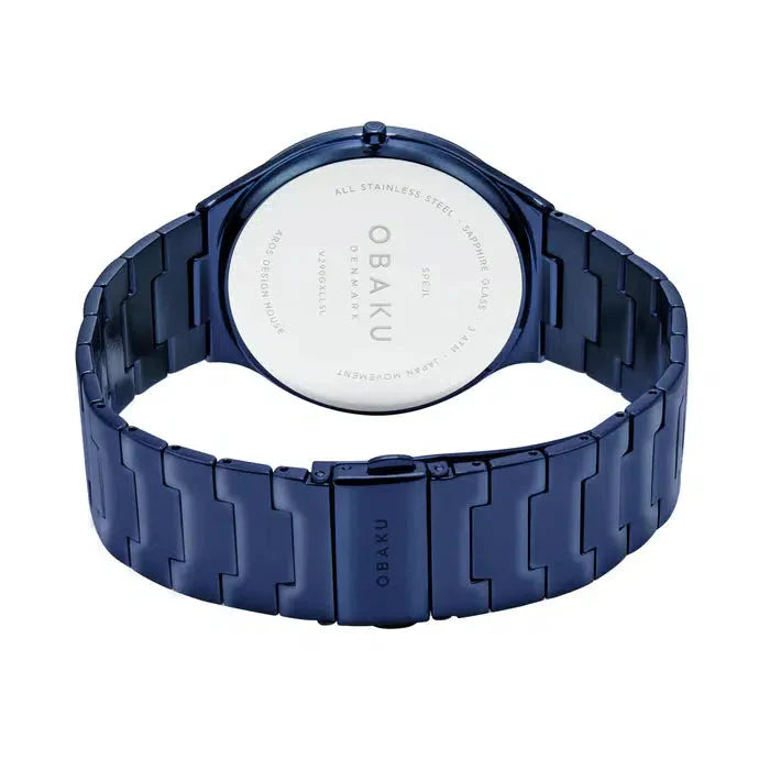 Obaku Spejl Bleu Blue 42mm Watch - V290GXLLSL