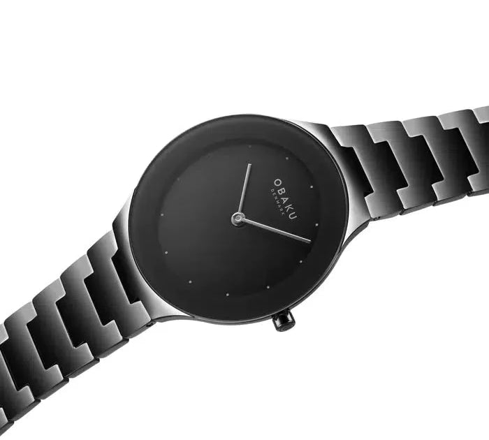 Obaku Spejl Lille Dark Black 42mm Watch - V290LXBBSB