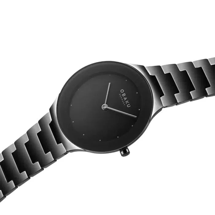 Obaku Spejl Lille Dark Black 42mm Watch - V290LXBBSB